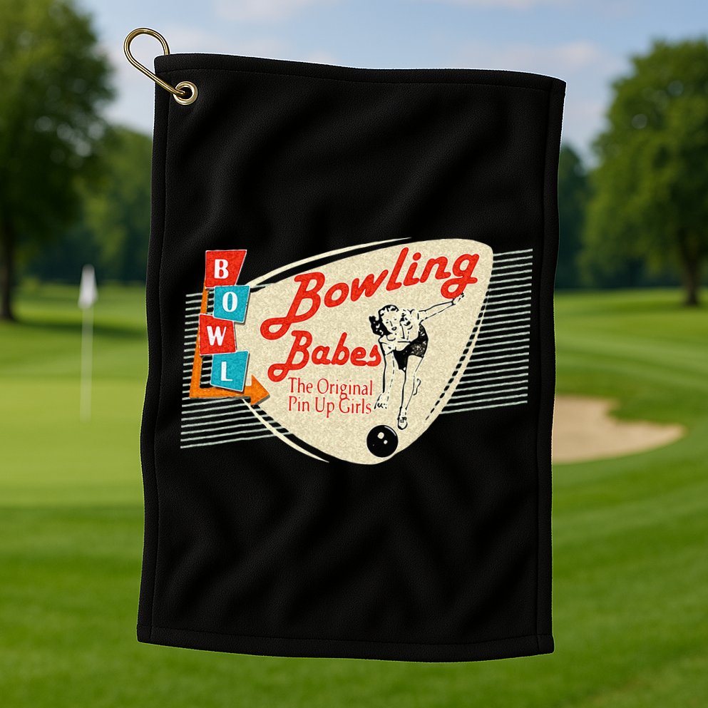 Bowling Babes Vintage Retro Matching Bowling Team Golf Towel