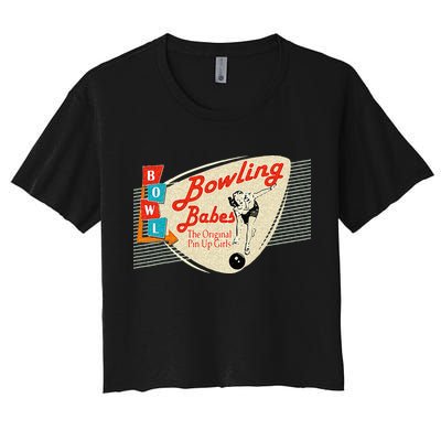 Bowling Babes Vintage Retro Matching Bowling Team Crop Top
