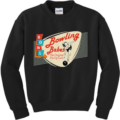 Bowling Babes Vintage Retro Matching Bowling Team Kids Sweatshirt