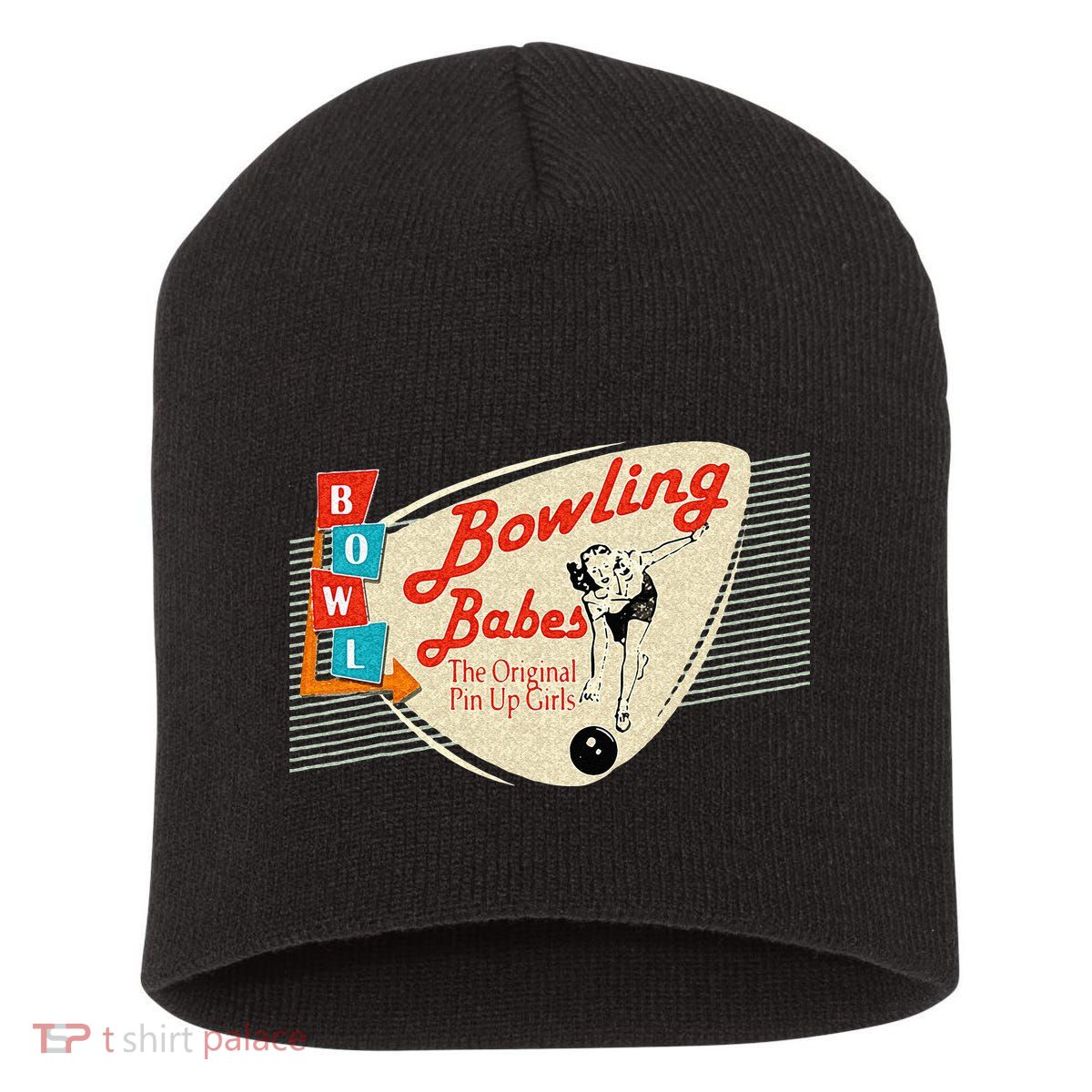 Bowling Babes Vintage Retro Matching Bowling Team Short Acrylic Beanie