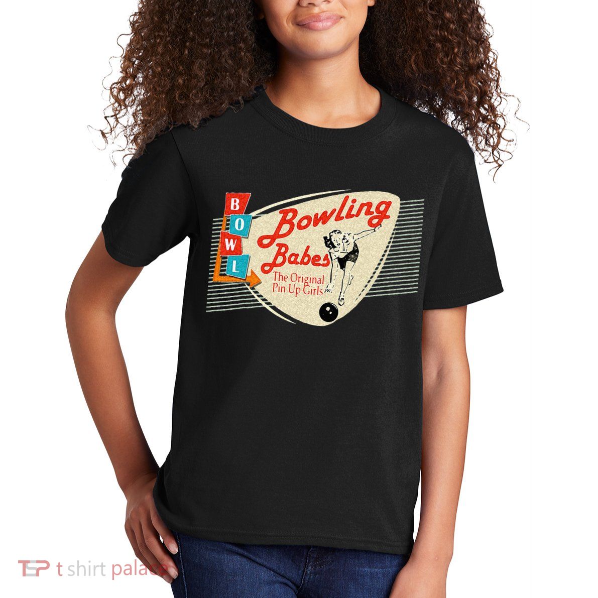 Bowling Babes Vintage Retro Matching Bowling Team Kids T-Shirt