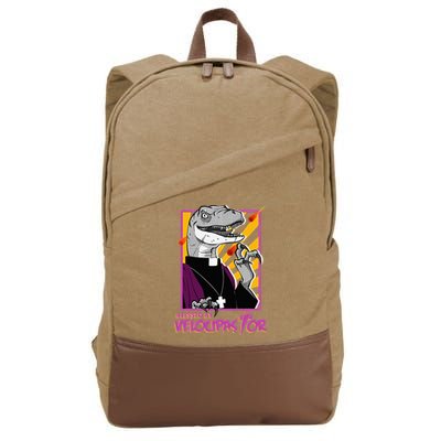 Bless By Velocipastor Cool Dinosaur Parish Priest Cotton Canvas Backpack