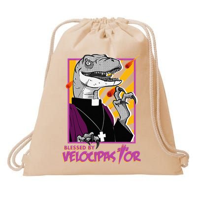 Bless By Velocipastor Cool Dinosaur Parish Priest Drawstring Bag