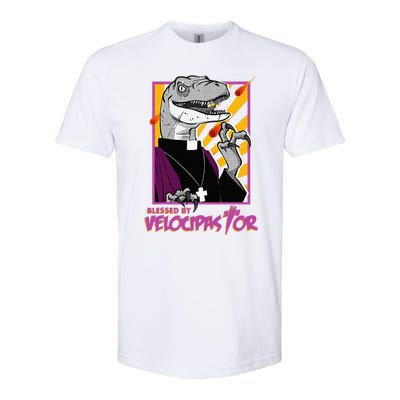 Bless By Velocipastor Cool Dinosaur Parish Priest Softstyle® CVC T-Shirt