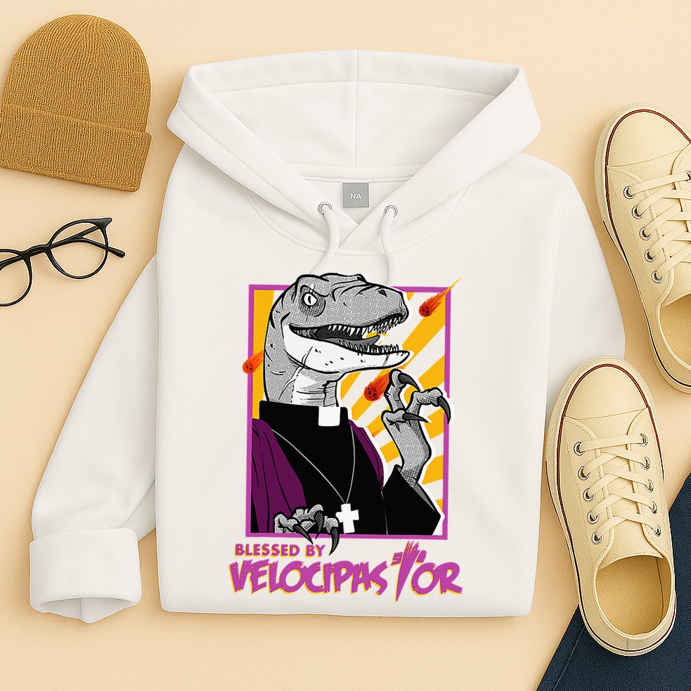 Bless By Velocipastor Cool Dinosaur Parish Priest Hoodie