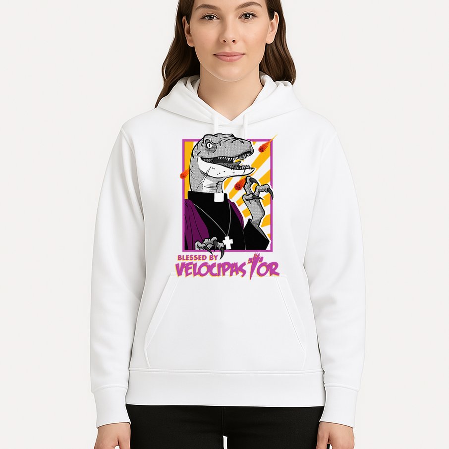 Bless By Velocipastor Cool Dinosaur Parish Priest Hoodie