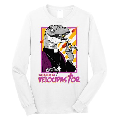 Bless By Velocipastor Cool Dinosaur Parish Priest Long Sleeve Shirt