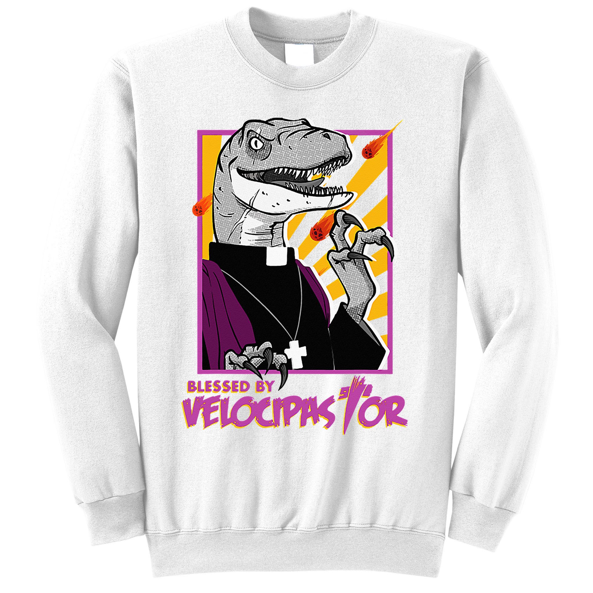 Bless By Velocipastor Cool Dinosaur Parish Priest Sweatshirt
