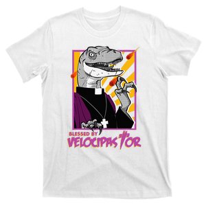 Bless By Velocipastor Cool Dinosaur Parish Priest T-Shirt