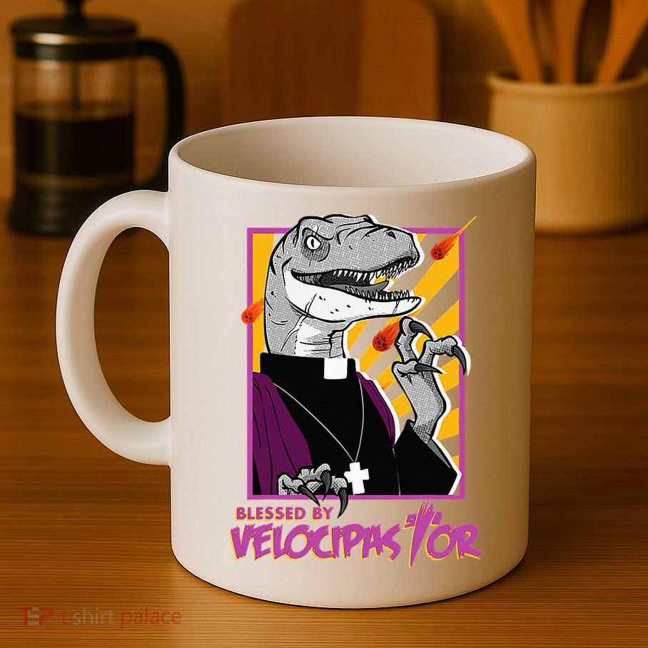 Bless By Velocipastor Cool Dinosaur Parish Priest Mug