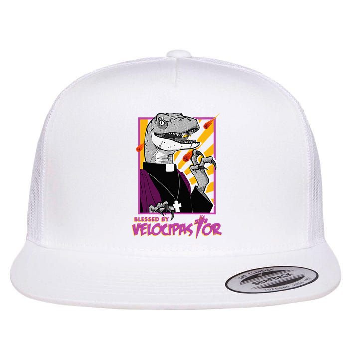 Bless By Velocipastor Cool Dinosaur Parish Priest Flat Bill Trucker Hat