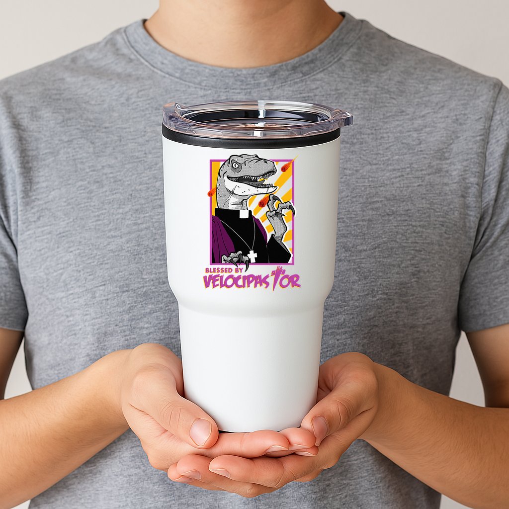 Bless By Velocipastor Cool Dinosaur Parish Priest Tumbler