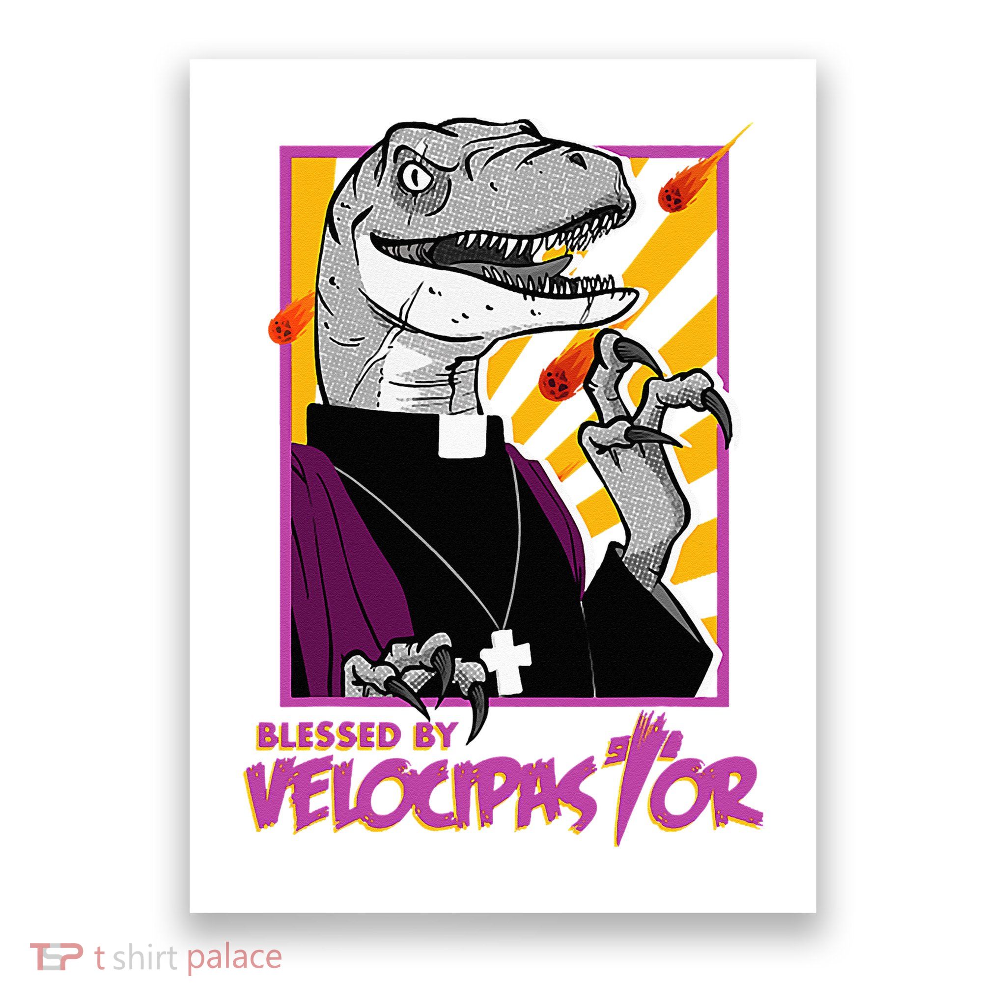 Bless By Velocipastor Cool Dinosaur Parish Priest Poster