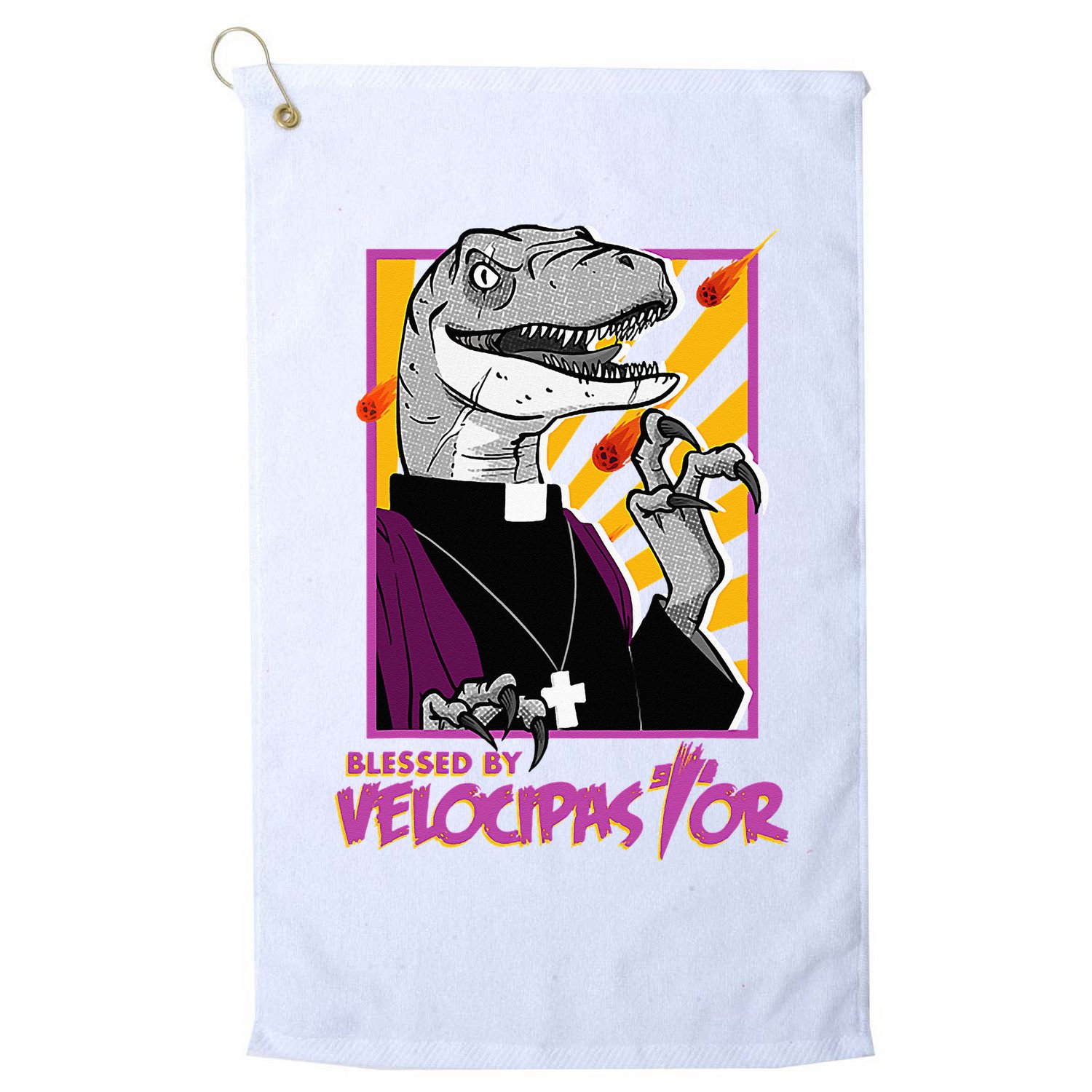 Bless By Velocipastor Cool Dinosaur Parish Priest Golf Towel