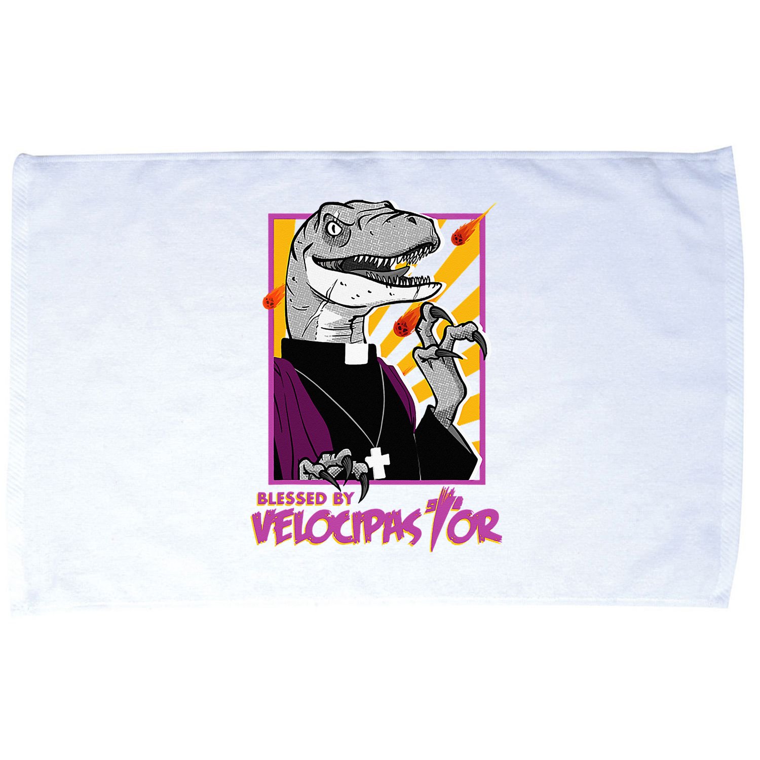 Bless By Velocipastor Cool Dinosaur Parish Priest Microfiber Hand Towel