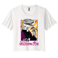 Bless By Velocipastor Cool Dinosaur Parish Priest Crop Top