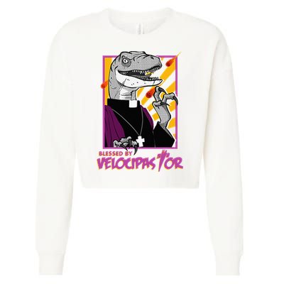 Bless By Velocipastor Cool Dinosaur Parish Priest Cropped Pullover Crew