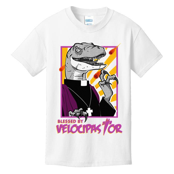 Bless By Velocipastor Cool Dinosaur Parish Priest Kids T-Shirt