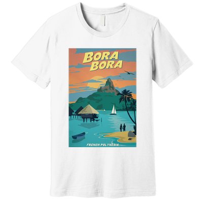Bora Bora Vintage Travel Poster Premium T-Shirt