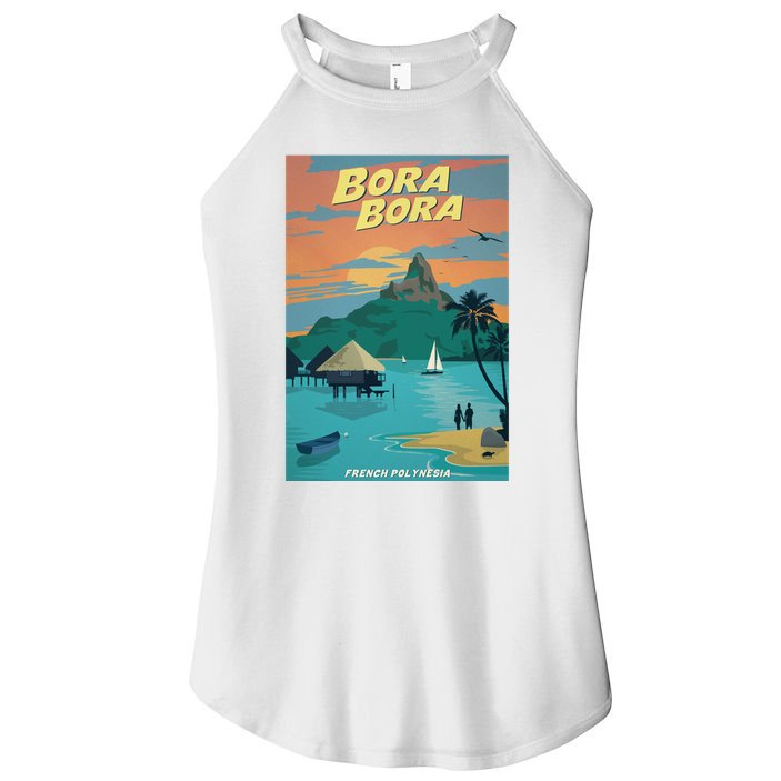 Bora Bora Vintage Travel Poster Women's Perfect Tri Rocker Tank