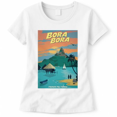 Bora Bora Vintage Travel Poster Womens T-Shirt