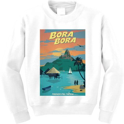 Bora Bora Vintage Travel Poster Kids Sweatshirt