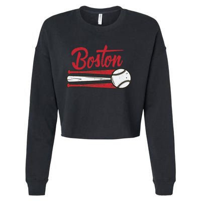 Boston Baseball Vintage Distressed Met At Gameday Cropped Pullover Crew