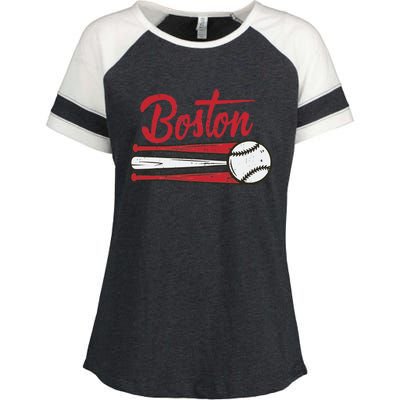 Boston Baseball Vintage Distressed Met At Gameday Enza Ladies Jersey Colorblock Tee