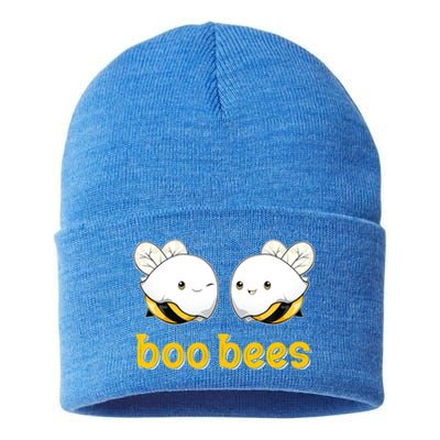 Boo Bees Vintage Ghosts Boo Beekeeper Halloween For Couples Gift Sustainable Knit Beanie