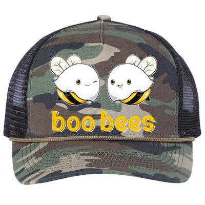 Boo Bees Vintage Ghosts Boo Beekeeper Halloween For Couples Gift Retro Rope Trucker Hat Cap