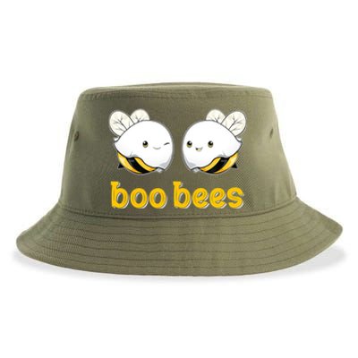 Boo Bees Vintage Ghosts Boo Beekeeper Halloween For Couples Gift Sustainable Bucket Hat