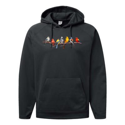 Backyard Bird Watching Watcher Birder Songbirds On A Branch Performance Fleece Hoodie