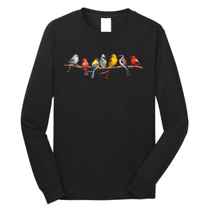 Backyard Bird Watching Watcher Birder Songbirds On A Branch Long Sleeve Shirt