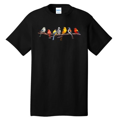 Backyard Bird Watching Watcher Birder Songbirds On A Branch Tall T-Shirt