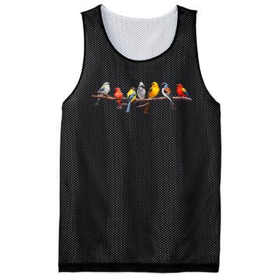 Backyard Bird Watching Watcher Birder Songbirds On A Branch Mesh Reversible Basketball Jersey Tank