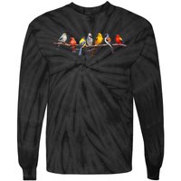 Backyard Bird Watching Watcher Birder Songbirds On A Branch Tie-Dye Long Sleeve Shirt