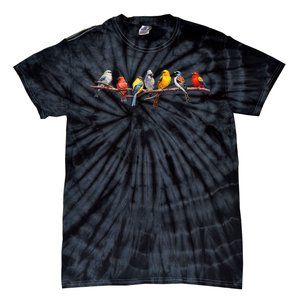 Backyard Bird Watching Watcher Birder Songbirds On A Branch Tie-Dye T-Shirt