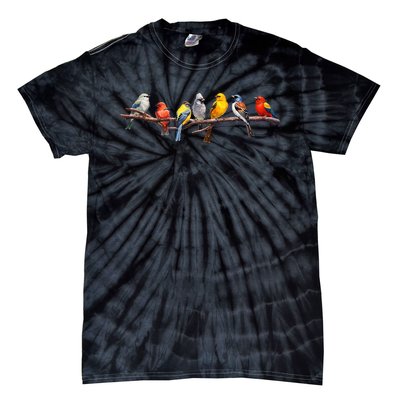 Backyard Bird Watching Watcher Birder Songbirds On A Branch Tie-Dye T-Shirt