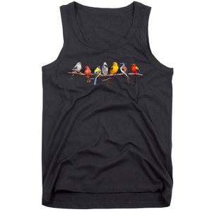 Backyard Bird Watching Watcher Birder Songbirds On A Branch Tank Top