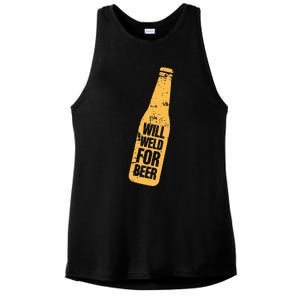 Beer Bottle Will Weld For Beer Alcohol Enthusiast Ladies PosiCharge Tri-Blend Wicking Tank