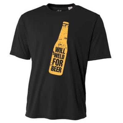 Beer Bottle Will Weld For Beer Alcohol Enthusiast Cooling Performance Crew T-Shirt