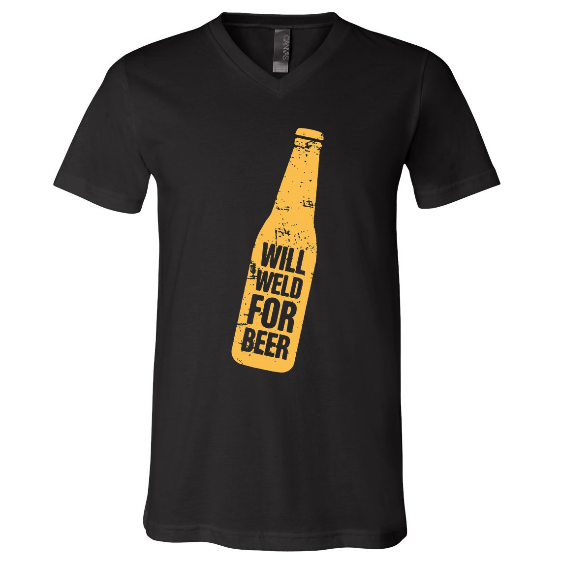 Beer Bottle Will Weld For Beer Alcohol Enthusiast V-Neck T-Shirt