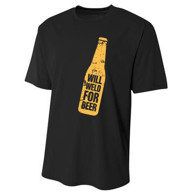 Beer Bottle Will Weld For Beer Alcohol Enthusiast Performance Sprint T-Shirt