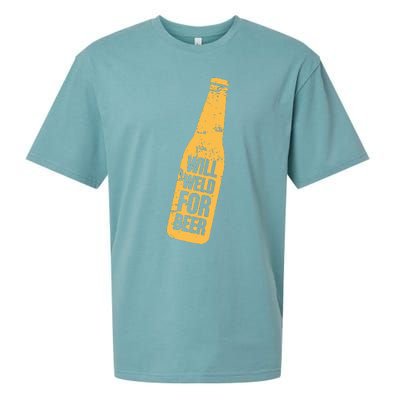 Beer Bottle Will Weld For Beer Alcohol Enthusiast Sueded Cloud Jersey T-Shirt