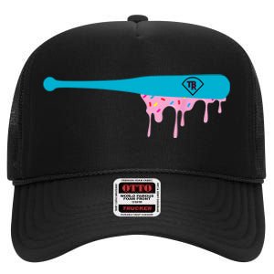 Baseball Bat With Sprinkles Drip High Crown Mesh Back Trucker Hat