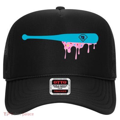 Baseball Bat With Sprinkles Drip High Crown Mesh Back Trucker Hat