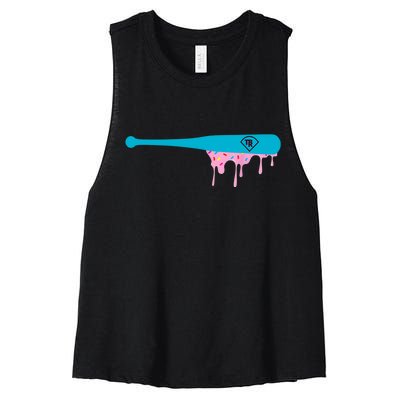 Baseball Bat With Sprinkles Drip Women's Racerback Cropped Tank