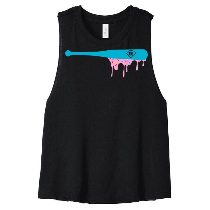 Baseball Bat With Sprinkles Drip Women's Racerback Cropped Tank