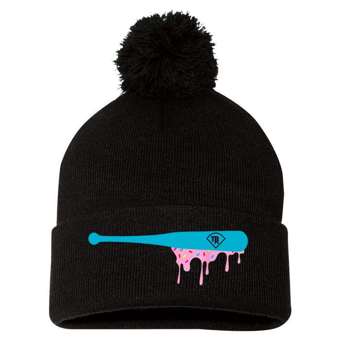 Baseball Bat With Sprinkles Drip Pom Pom 12in Knit Beanie