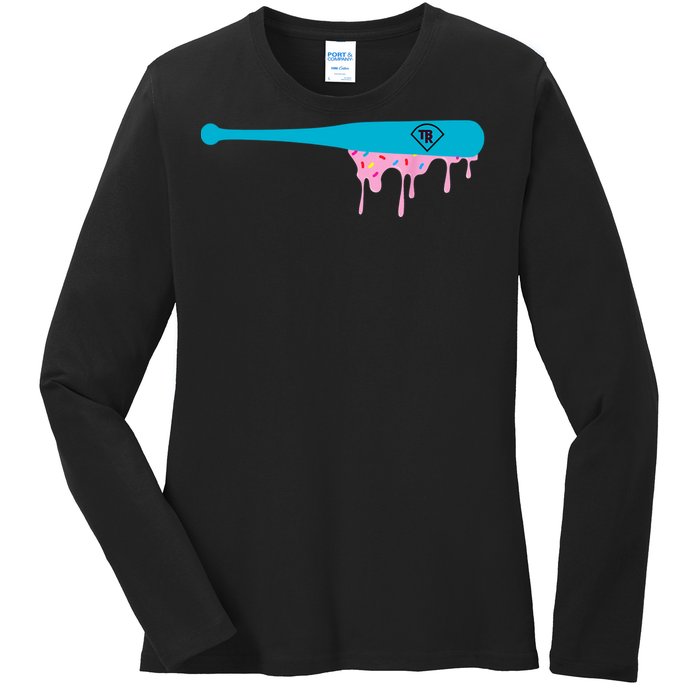 Baseball Bat With Sprinkles Drip Ladies Long Sleeve Shirt